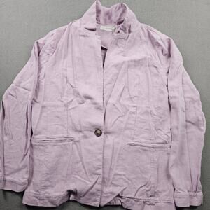 Lush Anthropologie Linen Rayon Blazer Jacket Purple Lavender Womens Small